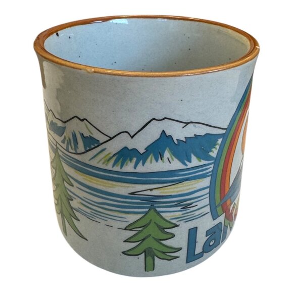 ©️R.T.S.I.  Vintage Lake Tahoe Ceramic Mug With Mountain & Forest Design - Picture 3 of 8